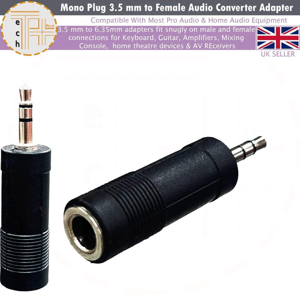 3.5 mm Male Plug to 6.35 mm Female Jack Stereo Headphone Audio Adapter - Image 1 of 1