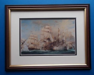 FRAMED SHIPPING PRINT  BATTLE OF TRAFALGAR 1805 - Picture 1 of 1