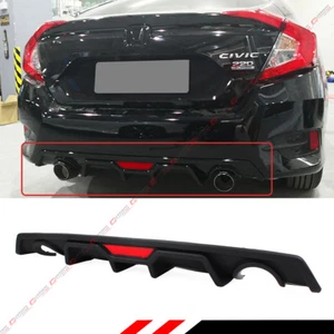 For 2016-2021 Honda Civic 4dr Sedan JDM Rear Bumper Diffuser+LED 3rd Brake Light - Picture 1 of 4