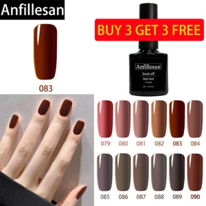 Anfillesan 12pcs Set Coffee Color Gel Polish Nail Salon DIY Kit Glossy Chocolate