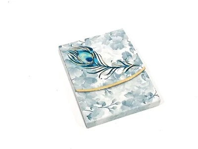 PUNCH STUDIO GOLD FOIL JEWEL EMBELLISHED MINI POCKET NOTEPAD PECOCK FEATHER