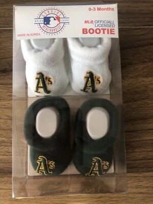 New. Oakland Athletics MLB Official Licensed Baby Bootie Socks - Two Pair - Image 1 of 2