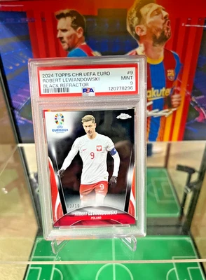 2024 Topps Chrome UEFA Euro #9 Robert Lewandowksi Black Refractor /10 PSA 9 - Image 1 of 4