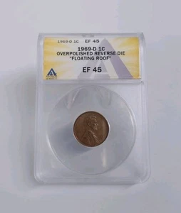 1969-D ANACS EF45 Lincoln Wheat Cent Floating Roof Error No FG FS-901 - Picture 1 of 4
