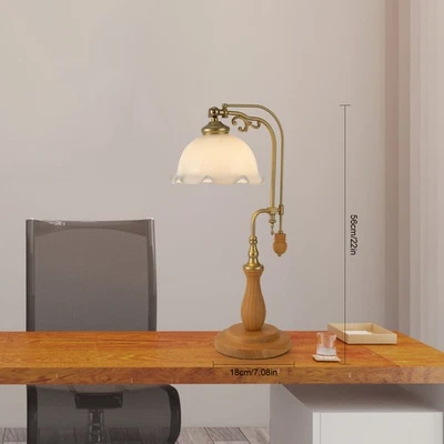 Lámpara de mesa retro con flores para dormitorio de noche con flores y luces de vidrio Foto 1 de 4