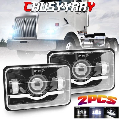 Faros LED de haz alto bajo H4656/4651 2 piezas para semirremolque Western Star 4900 4x6" Foto 1 de 4