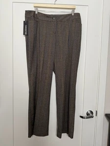 NWT Lane Bryant Pants Sz 16 Brown Plaid Wide Leg Classic Stretch Academia Office - Picture 1 of 15
