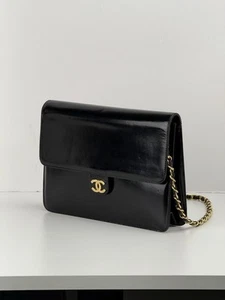 CHANEL CC Logos Chain Schultertasche Schwarz Leder Vintage - Bild 1 von 11