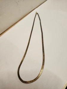 Vintage 925 Italien Gold Vermeil Sterling Chevron geflochten flach Fischgrät Halskette - Bild 1 von 5