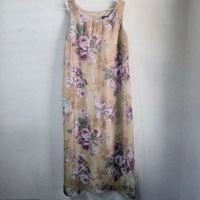 Vtg 90s Cottage Core Beige Pink Rose Floral Ditsy Style Dress Size 16 - Image 1 of 4