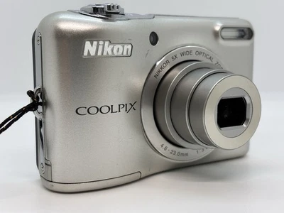 NIKON Coolpix L32 20MP Digital Compact Camera Silver 5x Zoom From Japan / Exc+ - Image 1 of 4