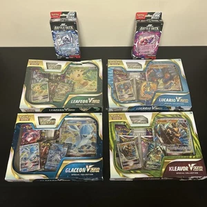 Pokemon TCG: Glaceon, Leafeon, Kleavor, Lucario V Star Special Collection + 2 Deck - Bild 1 von 8
