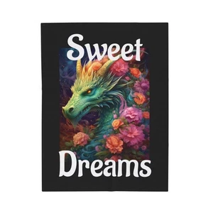 Sweet Dreams Dragon Plush Velveteen Blanket Fantasy Cozy Soft Throw Bedding - Picture 1 of 8