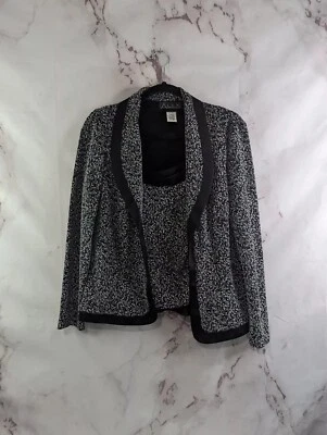 Alex Evenings Jacket Women Medium Black Sparkle Shimmer Metallic Tank Set Two   - Image 1 of 4