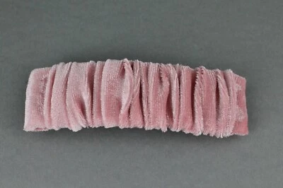 Pink velvet barrette scrunched fabric rectangle hair clip 4-4.25" long Mauve - Image 1 of 4