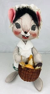 Vintage Thanksgiving Annalee Pilgrim Girl Mouse w/ Harvest Basket 14” Doll 1991 - Picture 1 of 11