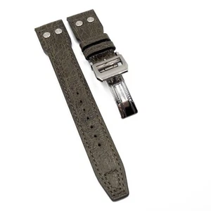 Correa de reloj de cuero de avestruz verde Oliver de 22 mm para IWC, lengüeta de remache - Imagen 1 de 2
