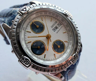 Reloj cronógrafo automático Jaguar clásico accesorio coche de carreras deportivo hecho en Suiza Foto 1 de 4
