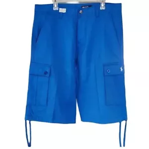 Vintage Polo by Ralph Lauren White Pony Blue Cargo Shorts Men's Size 38 - Picture 1 of 7