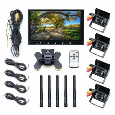 9" Monitor+4X Wireless HD Rear View Backup Cameras For RV Truck Bus Trailer kit - Image 1 of 4