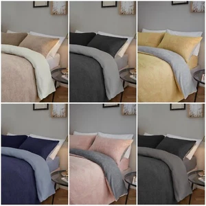 TEDDY BEAR SHERPA FLEECE REVERSIBLE DUVET COVER & PILLOWCASE/S BEDDING BED SET - Picture 1 of 7