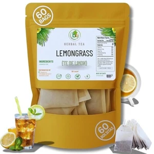 Limón Té (té de hierba de limón) - 60 bolsitas de té - 100% natural, vegano, herbal - gluten-F - Imagen 1 de 7