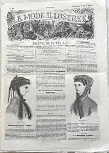 La Mode Illustrée n° 10 du 8 Mars 1868 journal de famille Journal Mode Chapeau - Picture 1 of 3