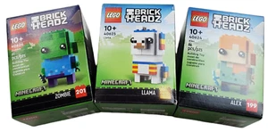 Lego Brickheadz Minecraft Sets Alex 40624 Llama 40625 Zombie 40626 Lot Of 3 - Picture 1 of 9