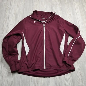 Under Armour Jacket Adult Small Burgundy Full Zip Track Windbreaker Running Mens - Picture 1 of 13