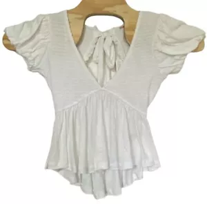 Free People kurzärmelig Neckholder Top gesmocktes Oberteil gerüschelt Unterteil XS - Bild 1 von 3