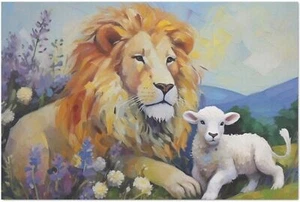 Lion & Lamb Large Decoupage Paper, 20" x 29" (For Furniture, large projects) - Picture 1 of 5