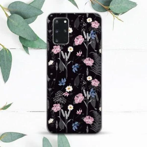 Wild Flowers Vintage Floral Black Case For Samsung Note 10 20 S21 S22 S23 S24 FE - Picture 1 of 1