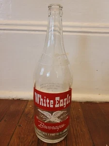 Vintage White Eagle Beverages ACL Soda Bottle Chicopee Falls MA Mass Quart - Picture 1 of 4