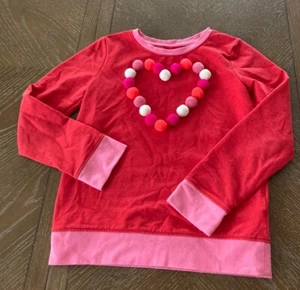 Cat and Jack Heart 3D Girls Long Sleeve Sweatshirt Pink Red White Size M(7/8) - Picture 1 of 3