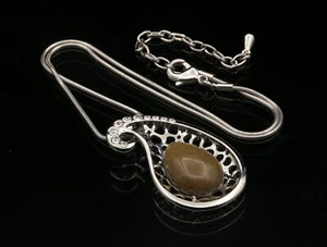 pear cut lucite bead crystal water drop pendant silver plate 17" necklace N99 - Picture 1 of 3