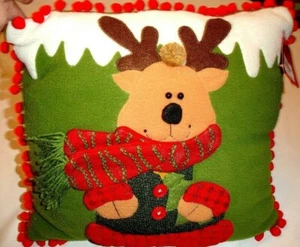 HOME ACCENTS Christmas "Reindeer" Decorative Pillow Multi Color NWT - Imagen 1 de 7