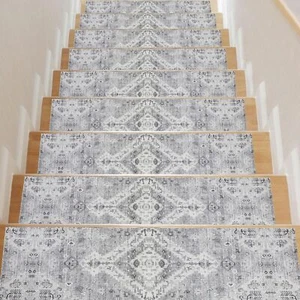 Stair Treads Wooden Steps Carpet Indoor Set Of 15 For 8"x30"rubber Runners Slip - Picture 1 of 7