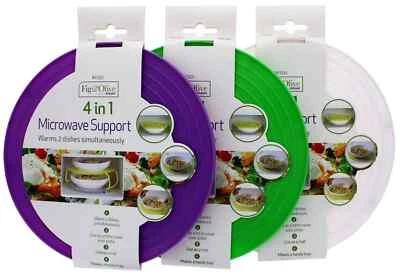 4 in 1 Microwave Support Plastic Food Dish Plate Stand Stacker Tray Heat Warmer - Image 1 of 4