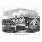 London Timber Pond & Boathouse At Woolwich Dockyard - Antique Print 1869