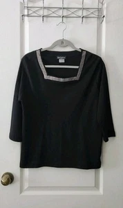 Get Lucky U.S.A. Damen Bluse eckiger Ausschnitt verziert mit Strass 3/4 Arm M - Bild 1 von 9