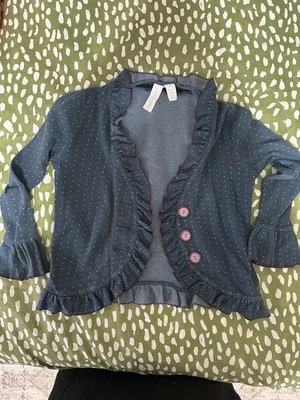 Matilda Jane Girls Light Jacker Sweatshirt. Polka Dot Navy, Adorable Fit! Size 8 - Image 1 of 4