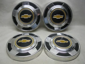 Vintage Set Of 4 Chevrolet Dog Dish 10-3/4" Hub Caps - Picture 1 of 12