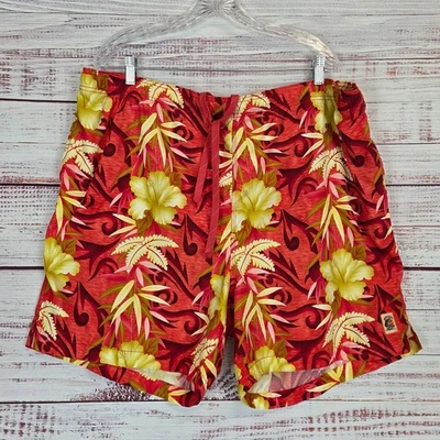 Tommy Bahama Men XXL Swim Trunks Red Yellow Hawaiian Tropical Lined Bathing Suit - Image 1 of 4