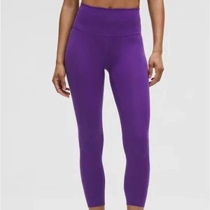 Lululemon Wunder Under Crop Leggings High Rise Purple Compression Women's 12 - Picture 1 of 6
