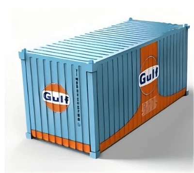1:64 Alloy Gulf Painted 20' Container Box Model Miniature Scene Barn Door Open - Image 1 of 4