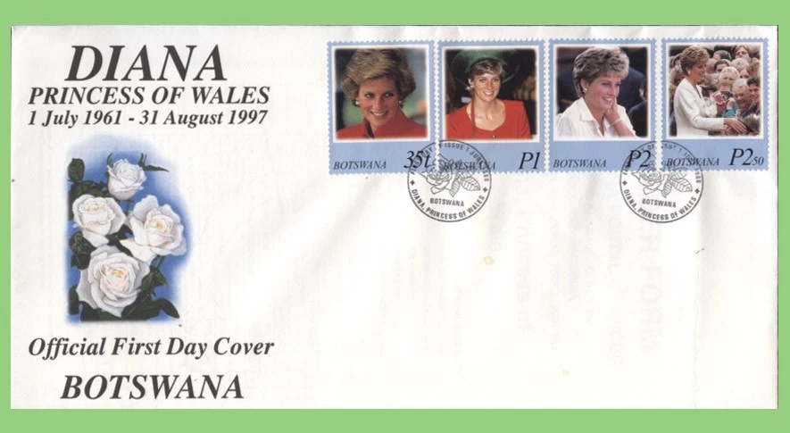 Botswana 1998 Princess Diana set on First Day Cover - Image 1 of 1