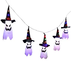 TRIXES 3M Ghost String Lights - 5 Halloween LED Ghosts - Battery Operated - Picture 1 of 9