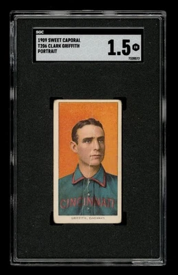 1909-11 T206 Set-Break Clark Griffith retrato dulce caporal SGC 1,5 JUSTO Foto 1 de 3