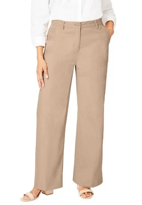 Jessica London Women's Plus Size Stretch Cotton Chino Wide-Leg Trouser - Image 1 of 4