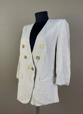 Sonia Rykiel 设计师混纺西装外套夹克金色纽扣双扣 S 码 — 第 1/4 张图片